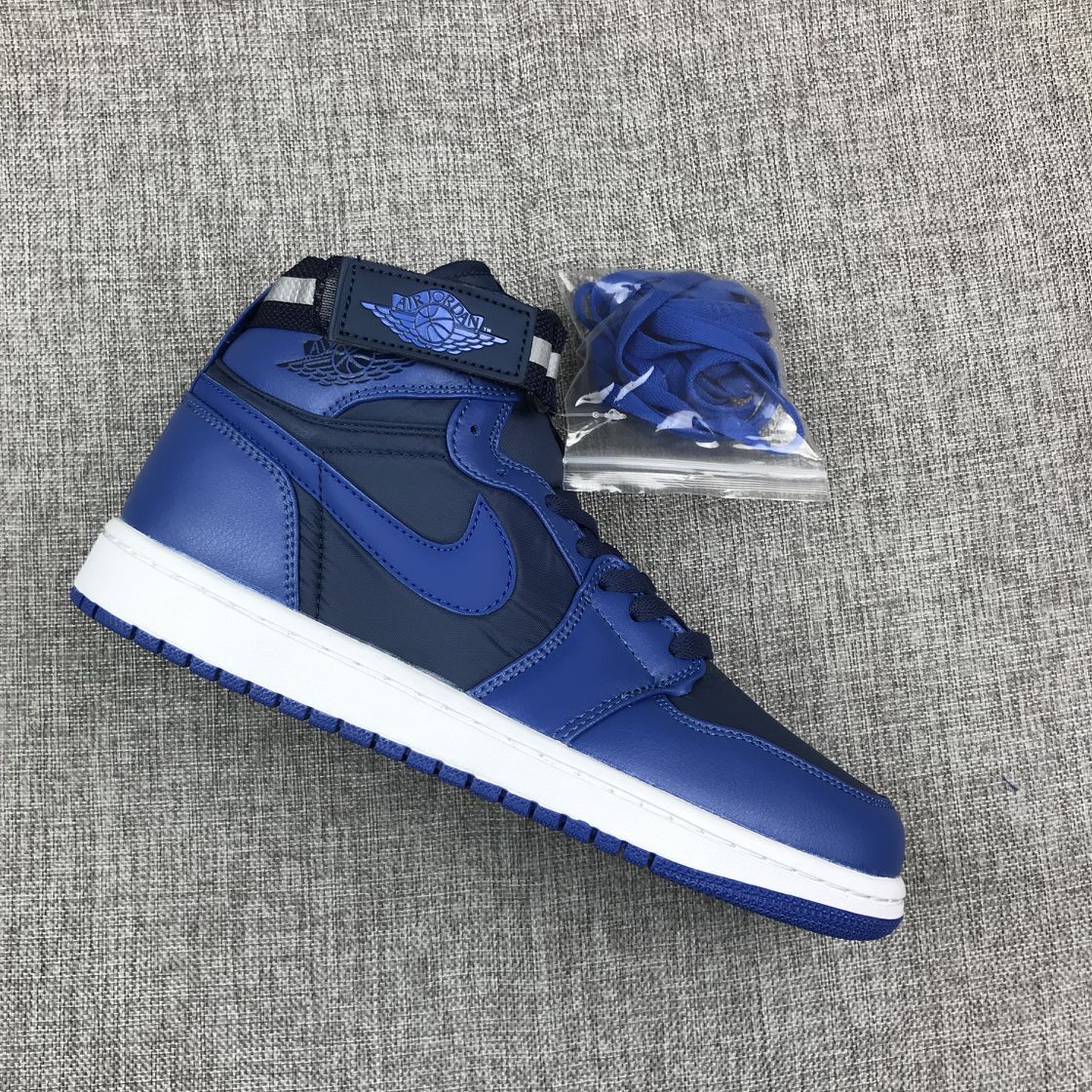 Air Jordan 1 Strap Deep Blue White Shoes - Click Image to Close